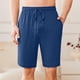 thumbnail image 3 of Pantalones Cortos de Cintura Elástica para Hombre Color Sólido Casual Beach Shorts de Verano con Botón, Algodón de Poliéster, 3 of 7