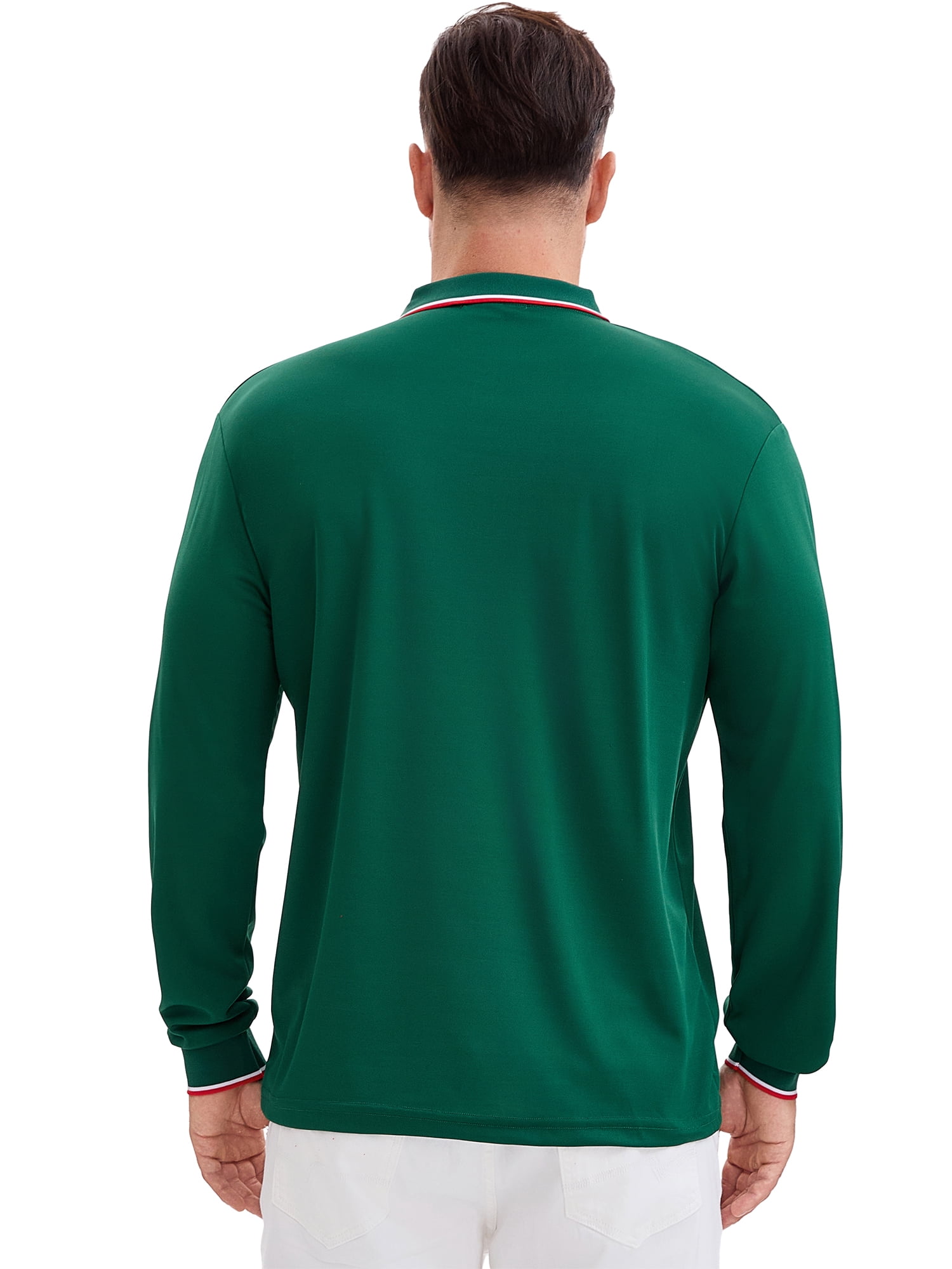 DARING DIVA Men's Classic Regular Fit Long Sleeves Business Golf Polo Shirt M Green