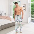 thumbnail image 6 of FORMRS Mens Pajama Pants with Pockets Cotton Sleepwear Lounge Bottoms Sizes S-2XL, Green Floral Cranes Pattern, 6 of 7