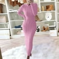 thumbnail image 2 of Rutainlusire Womens Dresses Clothes,Women Casual Solid Knitting Slimming Hip Wrap Long Sleeve Round-neck Sweaters Dress, 2 of 6