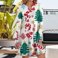 thumbnail image 6 of WTOBBY Women's Christmas Themed Dress Loose V-Neck Long Sleeve Casual Holiday Print Party Wear with Festive Design for Special Events,Wine L, 6 of 6