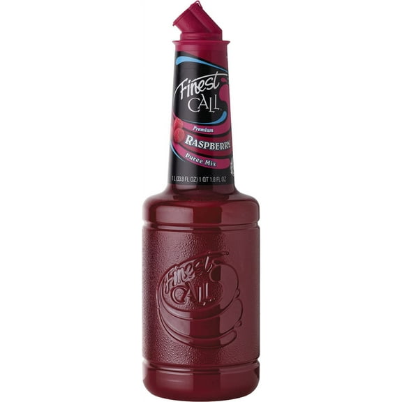 Finest Call Premium Raspberry Fruit Puree Drink Mix, 1 Liter Bottle (33.8 Fl Oz), Individually Boxed