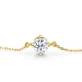 thumbnail image 2 of Gem Stone King 18K Yellow Gold Plated Silver White Topaz Solitaire Bracelet for Women (0.90 Cttw, Round Cut 6MM), 2 of 3