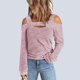 thumbnail image 3 of Blusa Informal, Transpirable, De Manga Larga, Con Diseño Recortado, Para Mujer, Con Hombros Descubiertos, Para Uso Diario ANGGREK Rosa XL, 3 of 6