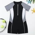 thumbnail image 5 of JAJAHO Girls One Piece Swimsuit Short Sleeve Rash Guard Zip Front For Kids Lightweight Full Coverage Boyleg Bathing Suit 8-15Y Trendy Swimwear, 5 of 9