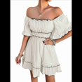 thumbnail image 3 of Vestido de Corta con Volantes en Color Liso para Mujer, Color Albaricoque XL, 3 of 10