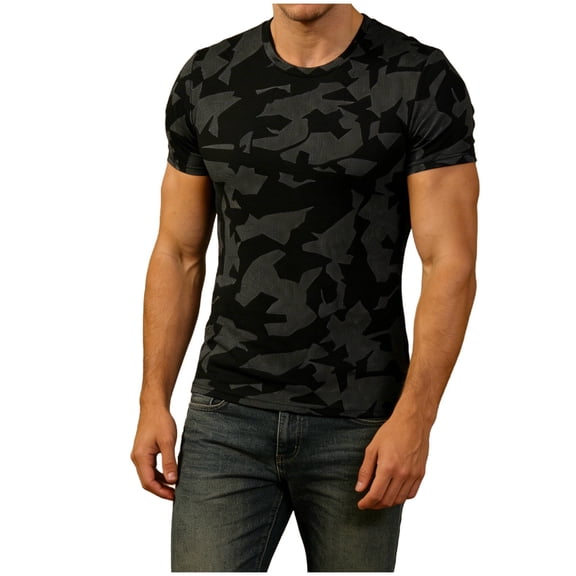 ZVNAΖH Men's Camo T-Shirt – Summer Short Sleeve Crewneck Base Layer Tee Shirt, for Workout & Everyday Use, Available in Big & Tall, M-5XL