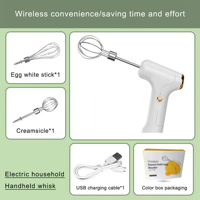  JOYKI MINI Household Cordless Electric Hand Mixer,USB  Rechargable Handheld Egg Beater with 2 Detachable Stir Whisks 3 Speed  Modes,Baking At Home For Kitchen,Lightweight Portable(black): Home & Kitchen