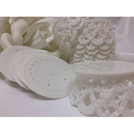 Trooper Base - 3 White Plastic Rose Flower Cake Base Cake Topper 3.5