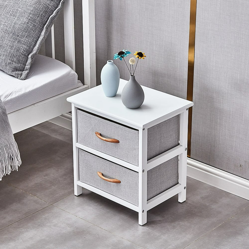 Veryke Nightstand with 2 Drawers, End Table Dresser for Bedside