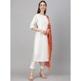 thumbnail image 6 of Janasya Indian Women's Off White Crepe Silk Solid Kurta with Pant and Dupatta, 6 of 9
