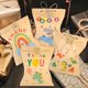 thumbnail image 2 of 24 juegos de bolsas de papel Kraft de agradecimiento, bolsa de regalo de feliz cumpleaños Dino de arcoíris, bolsa de recuerdo de fiesta de flores Retro, suministros para galletas y dulces, 2 of 5