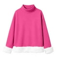 thumbnail image 5 of Chandails d'Automne et d'Hiver Grande Taille pour Femmes, Mode Féminine Décontractée, Col Roulé Imprimé, Haut à Manches Longues, Chandail, Chandails à Capuchon Amusants, Rose Vif, m, 5 of 5