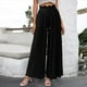 thumbnail image 1 of Pantalones casuales de cintura alta de verano para mujer, estilo europeo y americano, pantalones de pierna ancha drapeados, pantalones para mujer, 1 of 6