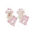 thumbnail image 2 of BemeyourBBs Western Baby Girls Spring Summer Fall Clothes Newborn Baby Girl Cowgirl Going Home Outfit New Cowgirl In Town Letter Boot Print Short Sleeve Romper and Flared Pants Headband Set, 2 of 9