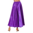 thumbnail image 3 of Doomiva Women Long Satin Retro Maxi Shiny Full Circle Skirt for Flamenco Belly Dancing Dance Purple 80cm, 3 of 6