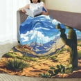 thumbnail image 6 of Honeii Western Desert Cactus Print Fleece Blanket - Throw Blanket for Bed, Sofa, Couch, Camping, and Travel , Microplush Ultra Soft Warm Blanket-80"x60", 6 of 7