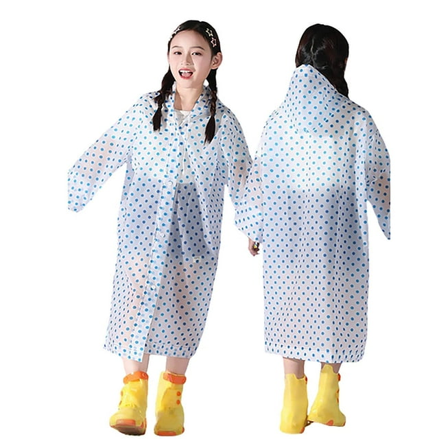 Girls Spring Summer Autumn Boys' Plain Color Buttoned Thick Poncho Raincoats Rain Ponchos Clothes