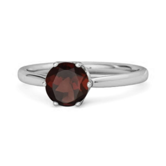 Mooneye 925 Sterling Silver 0.25 Ctw Garnet 6-Prong Set Solitaire Women Valentines Day Gift Ring