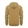 thumbnail image 4 of Men's Vintage Tactical Hoodie Quarter Zip Pullover Lightweight Long Sleeve Casual Sports Sweatshirts Light Brown L, 4 of 4
