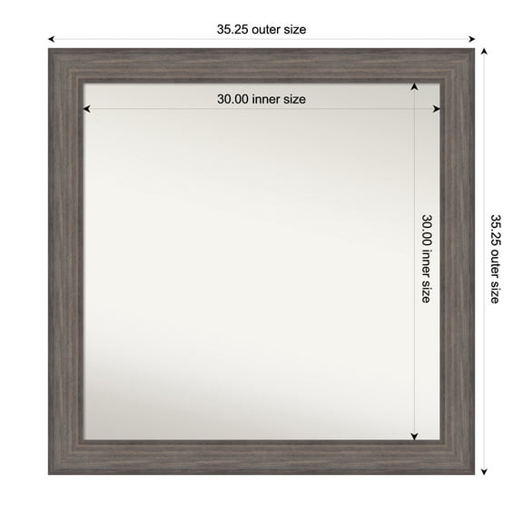 Amanti Art Custom Wall and Bathroom Mirror (35.25 x 35.25 in.), Country Barnwood Frame