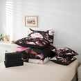 thumbnail image 6 of Manfei Retro Peony Bedding Comforter Set 7pcs for Women Girls, Vintage Blossoms Queen Bedding Sets, Tropical Floral Queen Sheet Sets, Black Pink Bedroom Decor, 6 of 8