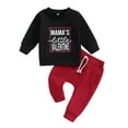 thumbnail image 2 of Bagilaanoe 2Pcs Toddler Baby Girl Boy Valentine's Day Clothes Letter Print Long Sleeve Sweatshirt Tops + Sweatpants 6M 12M 18M 24M 3T Kids Pants Set, 2 of 9