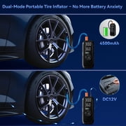 Cordless Portable Tire Inflator, 150 Psi Digital Pressure Gauge, 4500mAh Long Range Battery, Air Compressor for Car Tires with Automatic Shutoff, Emergency LED Light, Compact Automotive Pump