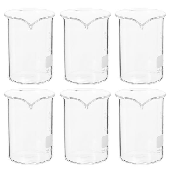 UPKOCH 6pcs Glass Measuring Beakers Chemistry Glass Beakers Laboratory Beakers Glassware