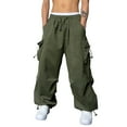 thumbnail image 2 of Parachute Cargo Pants for Men 2025 Elastic Waist Drawstring Baggy Cargo Sweatpants with Pockets Mens Trousers, 2 of 5