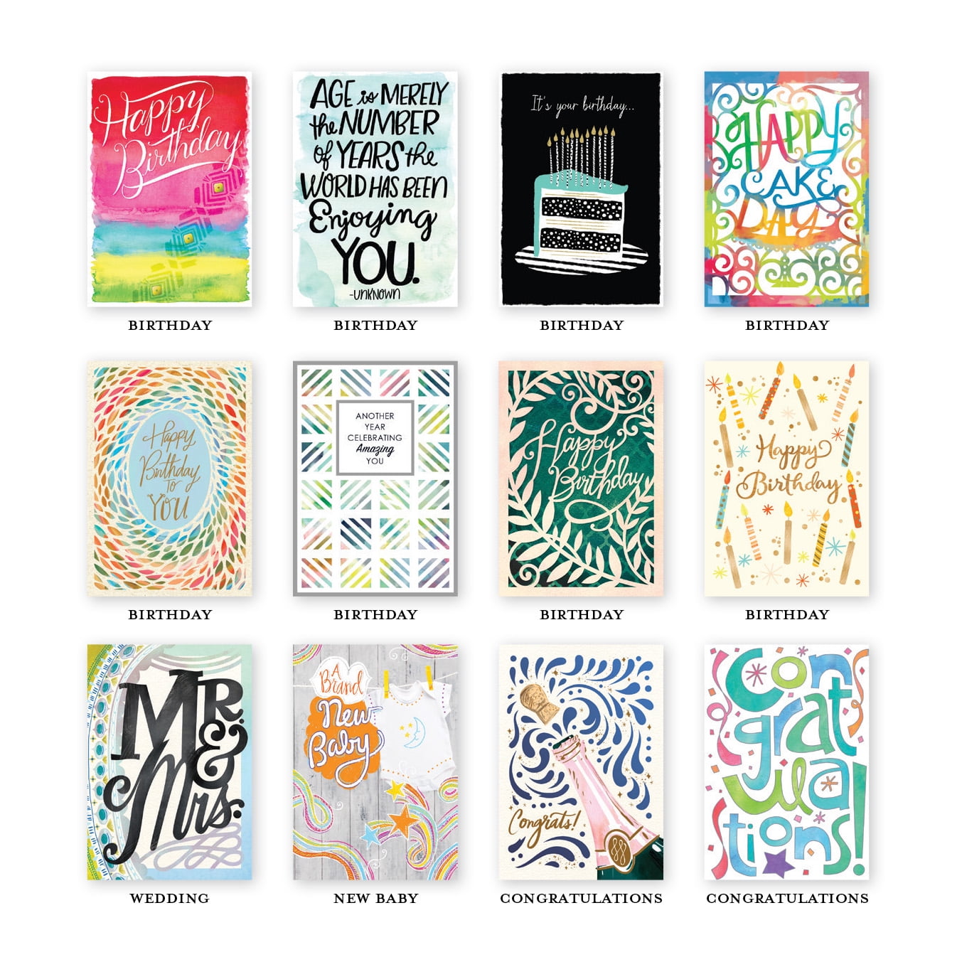 Designer Greetings All-Occasion Greeting Card with Envelopes, Multicolor, 24 Count