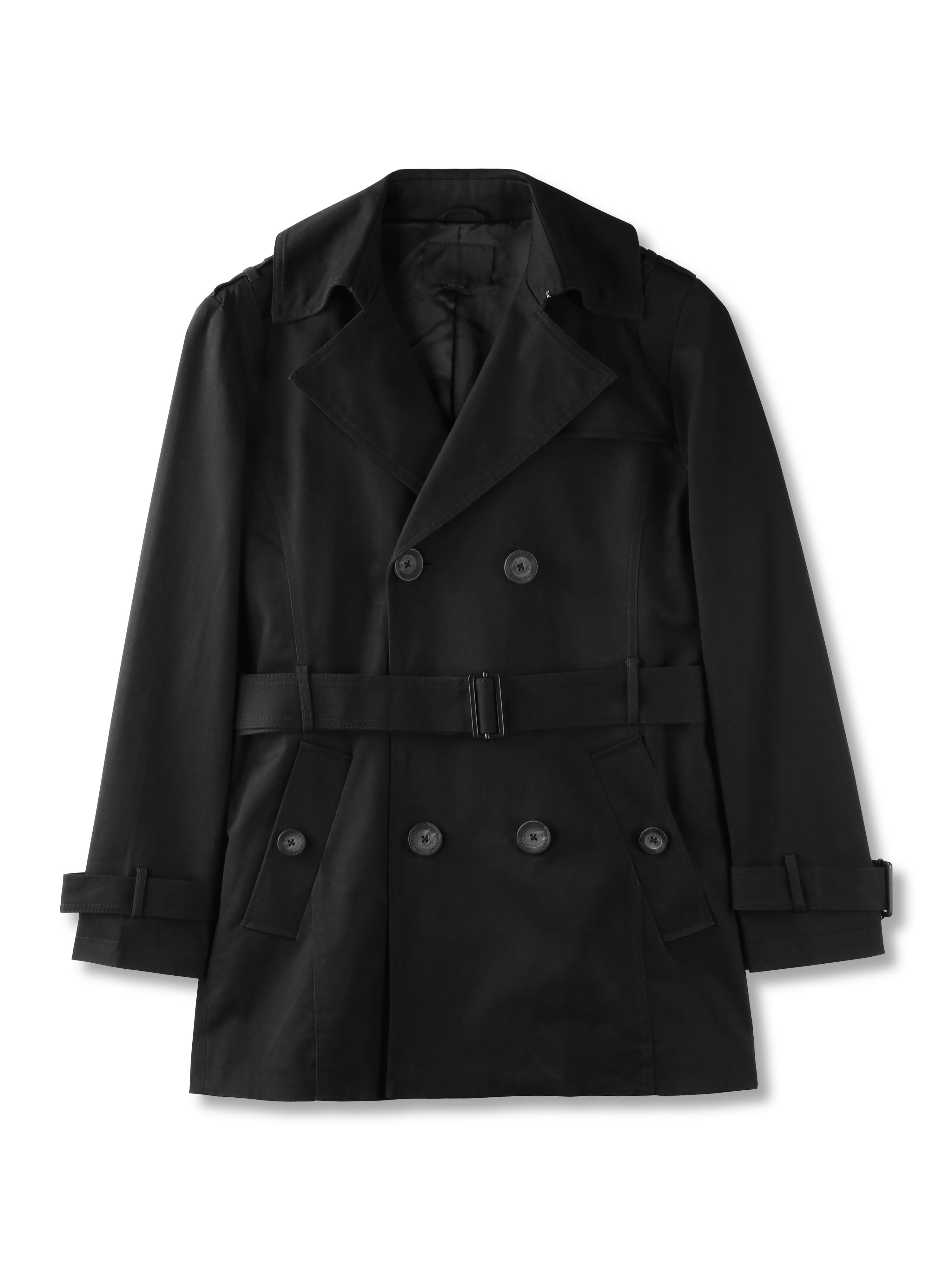 Hat and Beyond Mens Lightweight Long Breasted Belted Overcoat Jacket