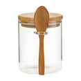 thumbnail image 2 of Set of 3 Airtight Glass Jars with Bamboo Lids & Spoons – Decorative Borosilicate Storage Canisters for Coffee, Tea, Sugar, Flour, Nuts, Candy, Bath Salts, and More,glass jars with bamboo lids, 2 of 6