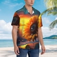 thumbnail image 2 of KLL Men's Hawaiian Shirt Short Sleeve Button Down Beach Shirts-Sunset Coast Sunflower, 2 of 5