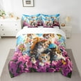 thumbnail image 2 of Erosebridal Kawaii Kitten Bedding Sets Full Size, Cute Cat Comforter Sets with Sheets, Spring Garden Pink Flower Bedroom Decor, Reversible 7pcs, 2 of 4