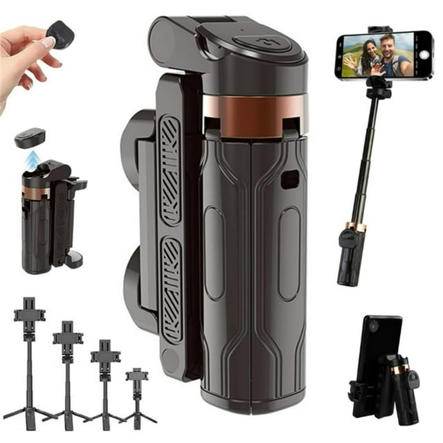 Djiypn Pocket Mini Tripod for Phone - Universal 360° Rotation Selfie Stick with Detachable Remote - Portable Tripod for Vlog, Photography, Travel - Black Phone Tripod