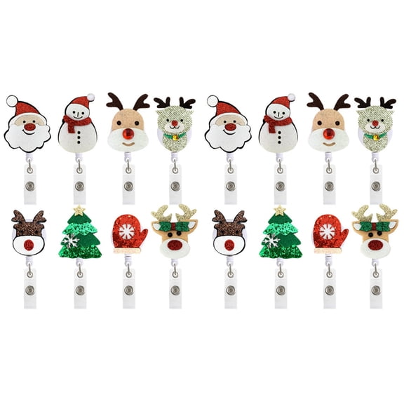 Gregiular 16 pcs Xmas Themed Nurse Badge Retractable Buckles Badge Reels Retractable Badge Reels