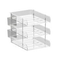 thumbnail image 2 of CQCYD under $5 3 Tier Acrylic Paper Tray Organizer with Pen Holder, Clear Stackable Desktop Paper Organizer Letter Tray Shelf, Shelf Office Organizer for File Paper, Letter, Office File, Books, Notes, 2 of 9