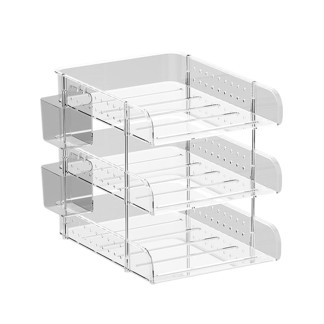 Leodye 1PCS Layered Desktop Book Storage Rack Plastic Material Compact Student Home Children's Book Stationery Organizer Box - 10.16 x 13.19 x 11.57 in