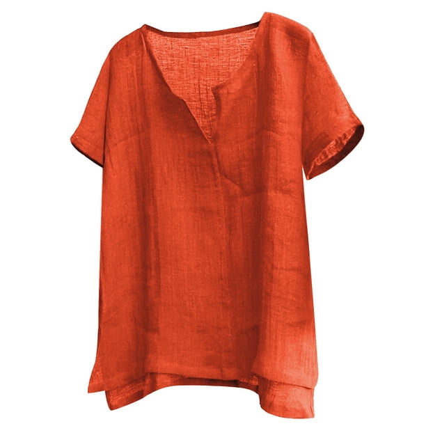 Camisa Henley de algodón y lino para hombre: manga corta, corte holgado, color liso, playa/yoga, tallas M-XXXXL, todas las estaciones