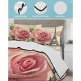 thumbnail image 4 of Pink Spring Floral Queen Size Down Alternative Comforter, Lightweight Comforter Quilt Bedding Set with Pillow Shams Vintage Rose Flower Retro All Seasons Bed Comforter Duvet Insert 90"x96", 4 of 7