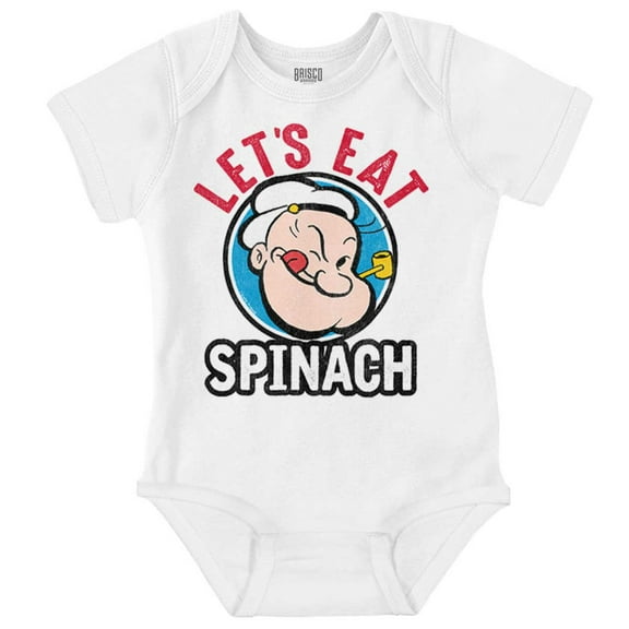 Popeye Let's Eat Spinach Cool Retro Romper Boys or Girls Infant Baby Brisco Brands 18M