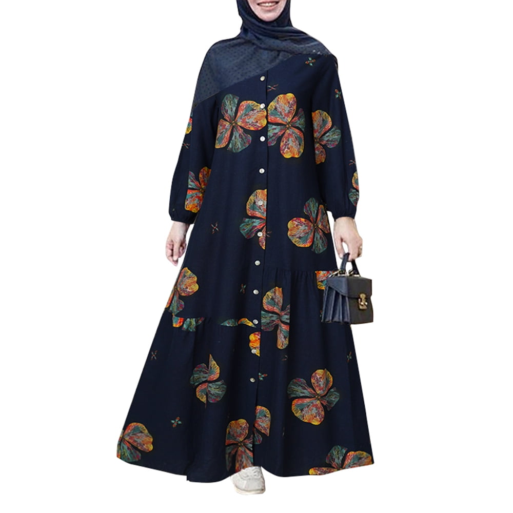 ZANZEA - ZANZEA Women Muslim Kaftan Abaya Long Dress Printed Baggy