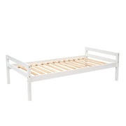 Euroco Wood Twin Bunk Loft Bed with Desk, Drawers and Shelf for Kids Teens, White
