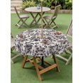thumbnail image 5 of Outdoor Tablecloth with Umbrella Hole Zipper Farmhouse Black Round Tablecloth 60" Waterproof Outside Table Cloth Vintage Flower Leaf Botanical Plant Patio Table Cover Tablecloths for Picnic Party, 5 of 8