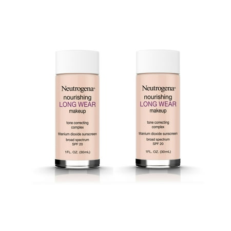 (2 Pack) Neutrogena Nourishing Long Wear Liquid Makeup Foundation With Sunscreen, 20 Natural Ivory, 1 Fl.