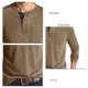 thumbnail image 4 of Camiseta de manga larga ajustada para hombre, camisa elegante de otoño con cuello redondo y botones, Top para trabajo de oficina, 4 of 5