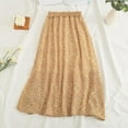 thumbnail image 2 of Floral Midi Skirt for Women High Waist Pleated A Line Skirt Casual Chiffon Long Skirt Summer Beach Outfit, 2 of 3