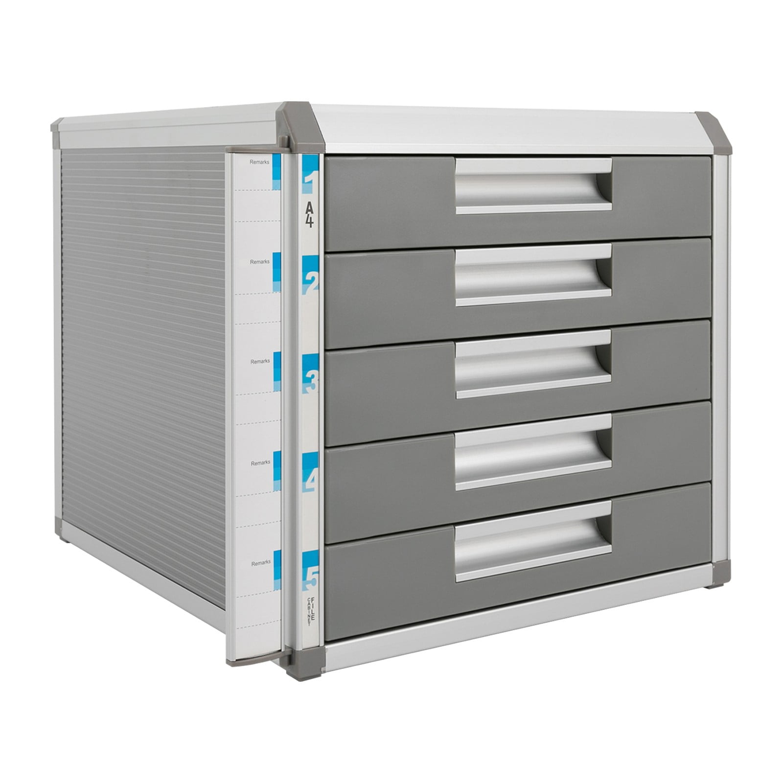 ToppiJoy 5 Tiers Drawer File Cabinet, Lockable Drawer Organizer ,Aluminum Alloy File Organizer for Homes,Offices, Hospitals, Schools 12.4*13.8*11.7in