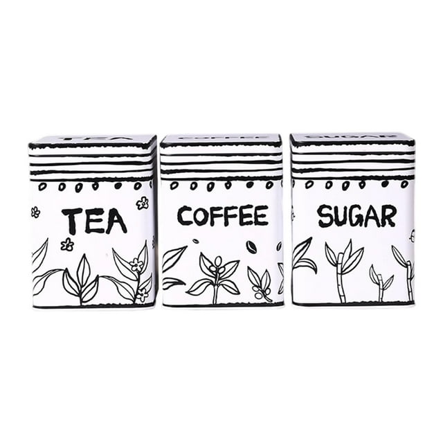 Juego de 3 recipientes herméticos para cocina, para té, café y azúcar. Estilo B